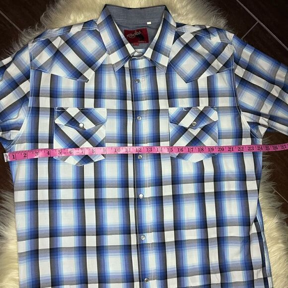 Rodeo Blue plaid pearl snap button down sz XL - Picture 7 of 8